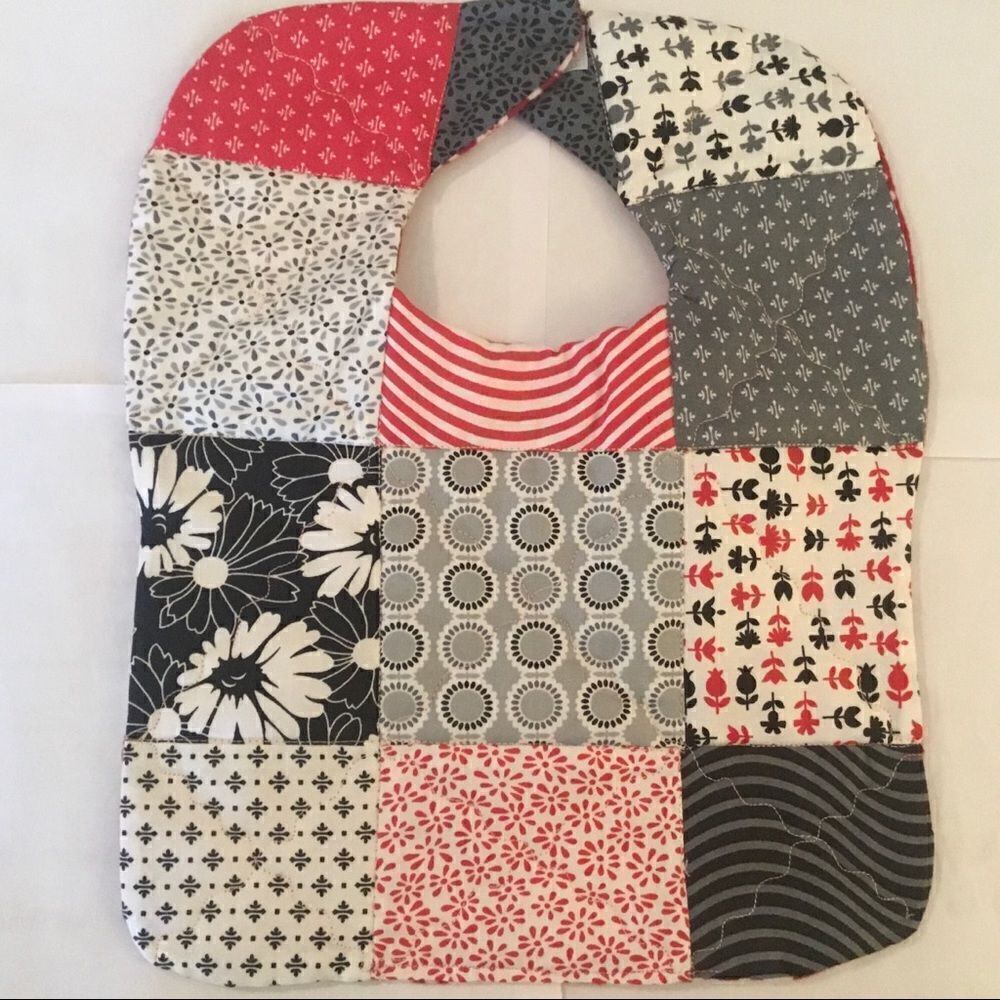 Handmade Quilted Reversible Baby Bib 3/$25